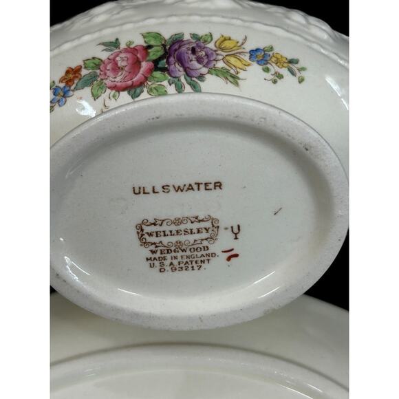 1940s Wellesley Wedgwood Ullswater China Gravy Boat and Underplate - Picture 8 of 9